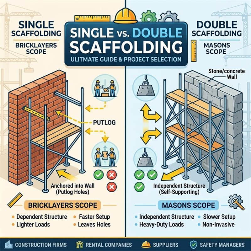 Andamios simples vs. andamios dobles: La guía definitiva para proyectos de construcción